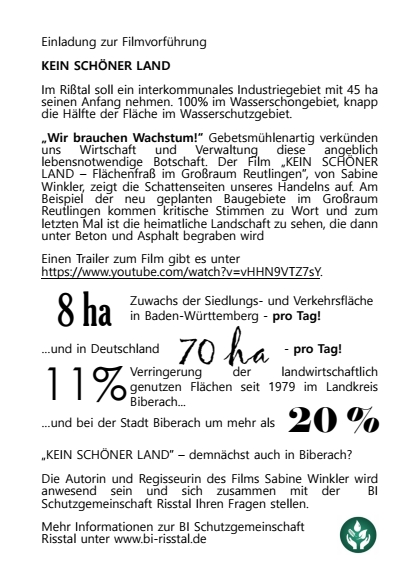 Kein schöner Land Flyer 2
